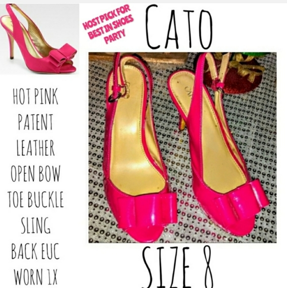 Cato Shoes - Cato Heels Size 8 Hot Pink Open Bow Toe Sling Back